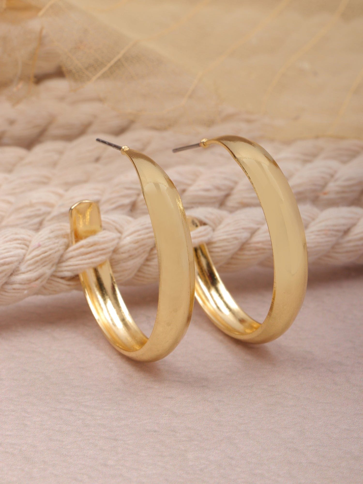 Gold-Plated Half Hoop Earrings for Women & Girls Anti Tarnish Jewellery