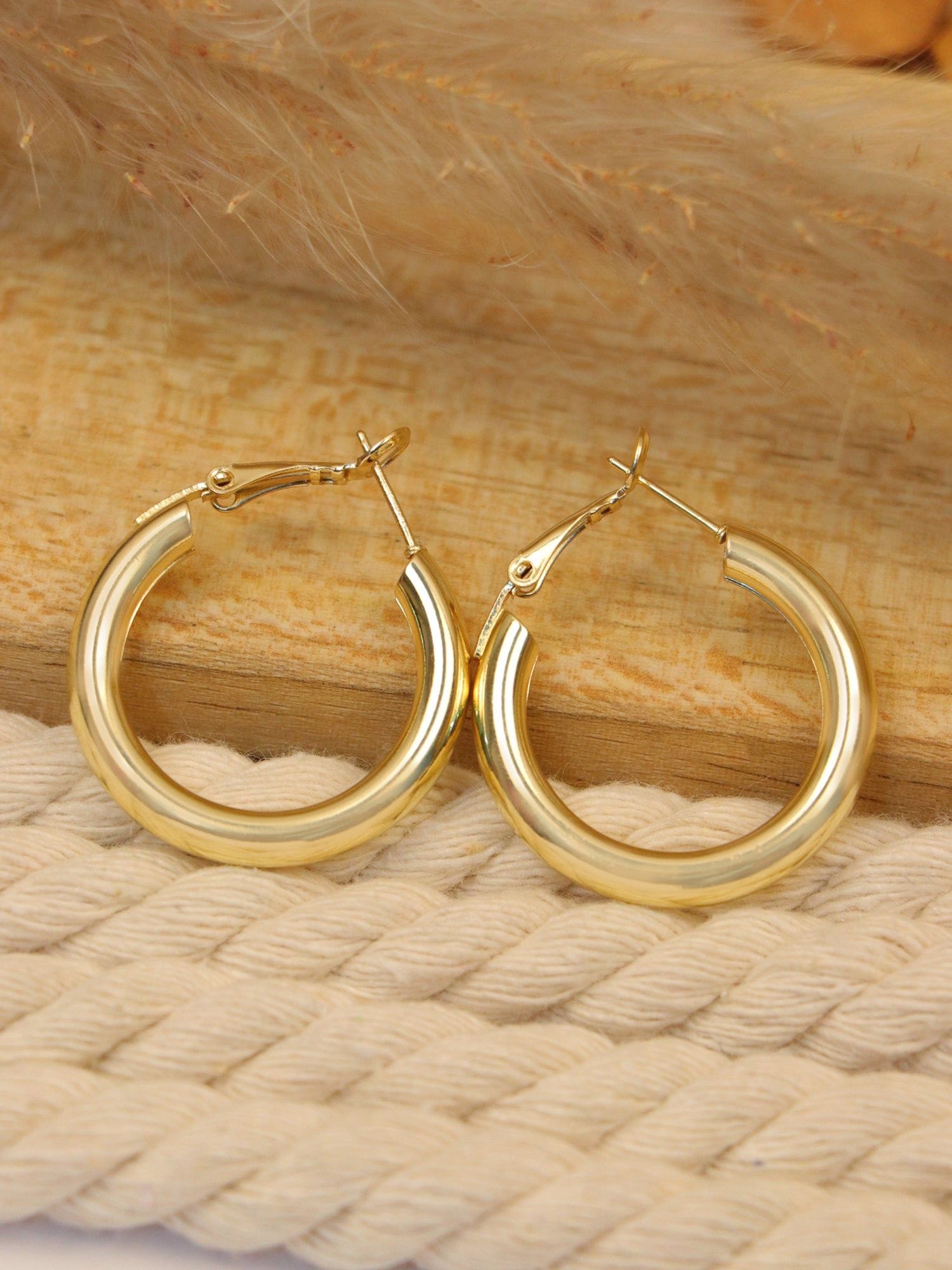 Statement Gold Plated Hoop Earrings For Women and Girls | Anti Tarnish & water resistant