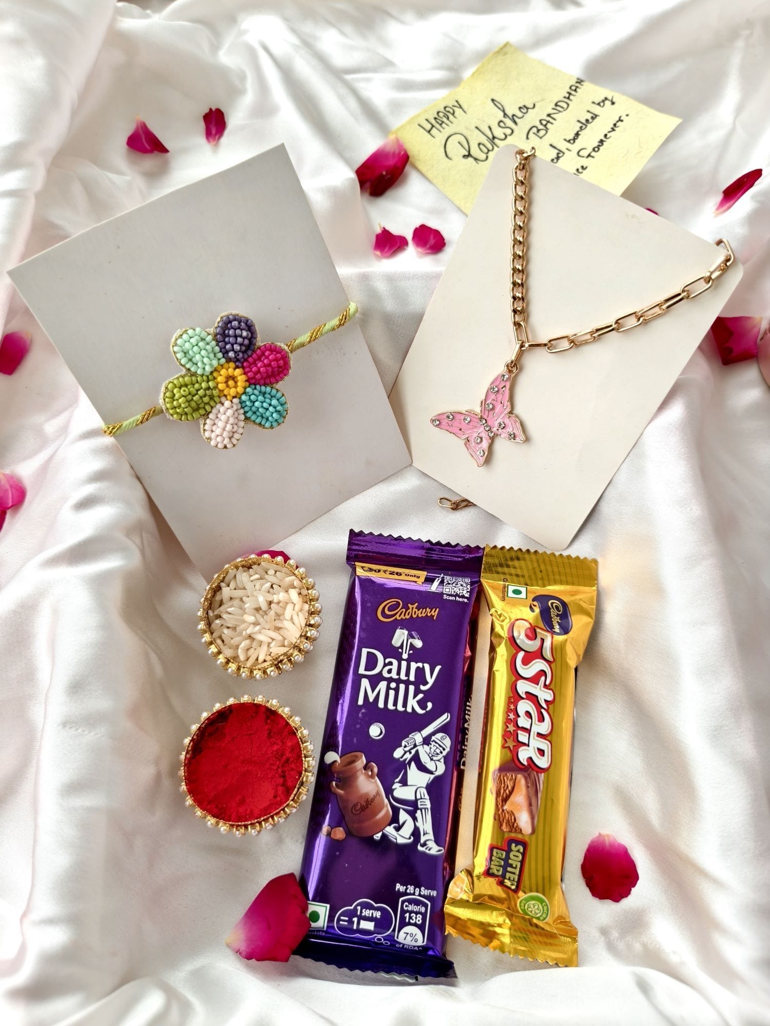 Multi Color Flower Rakhi Hamper with Chocolates