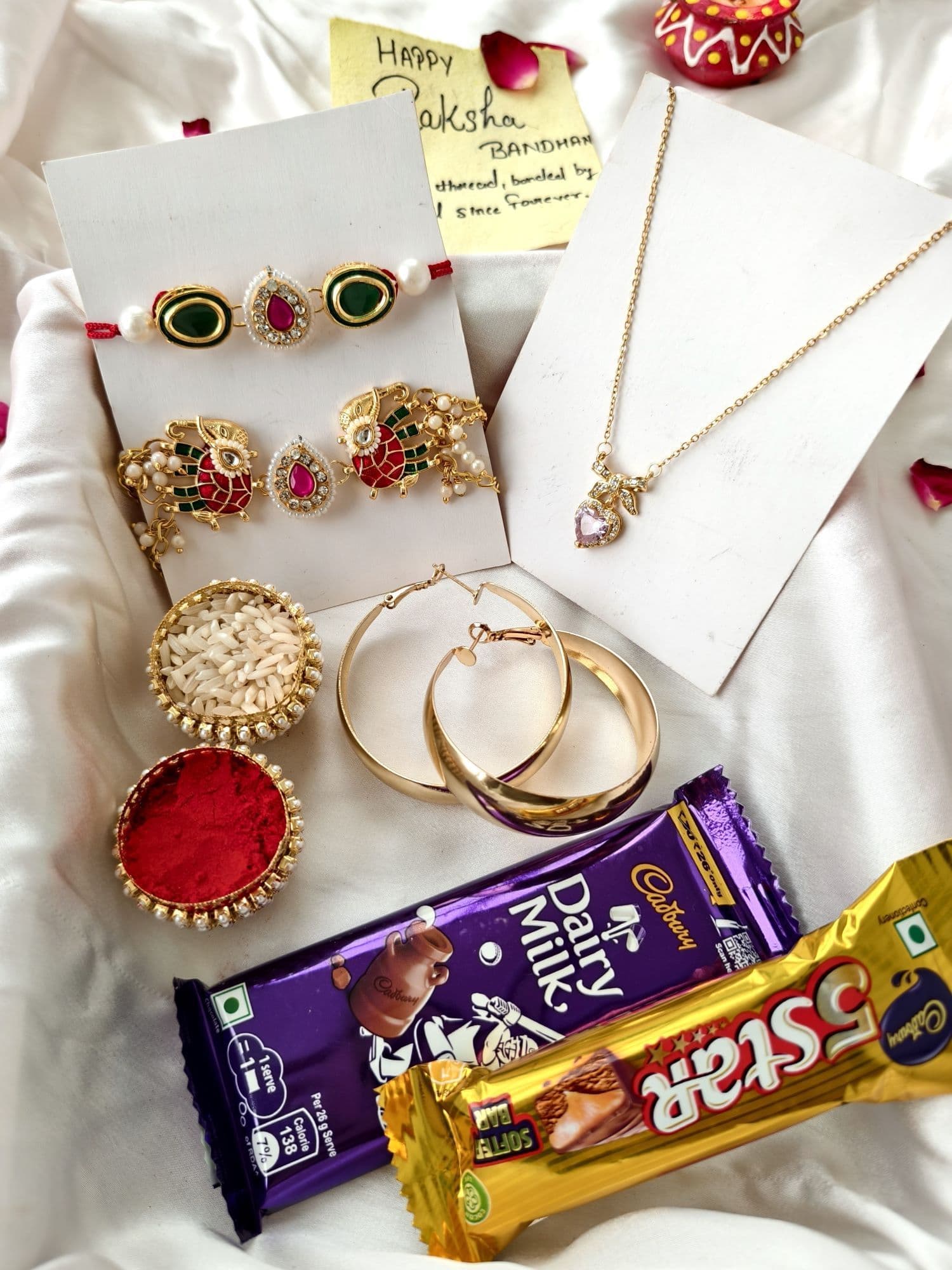 Elephant Kundan Rakhi Hamper Set of 2 for Brother