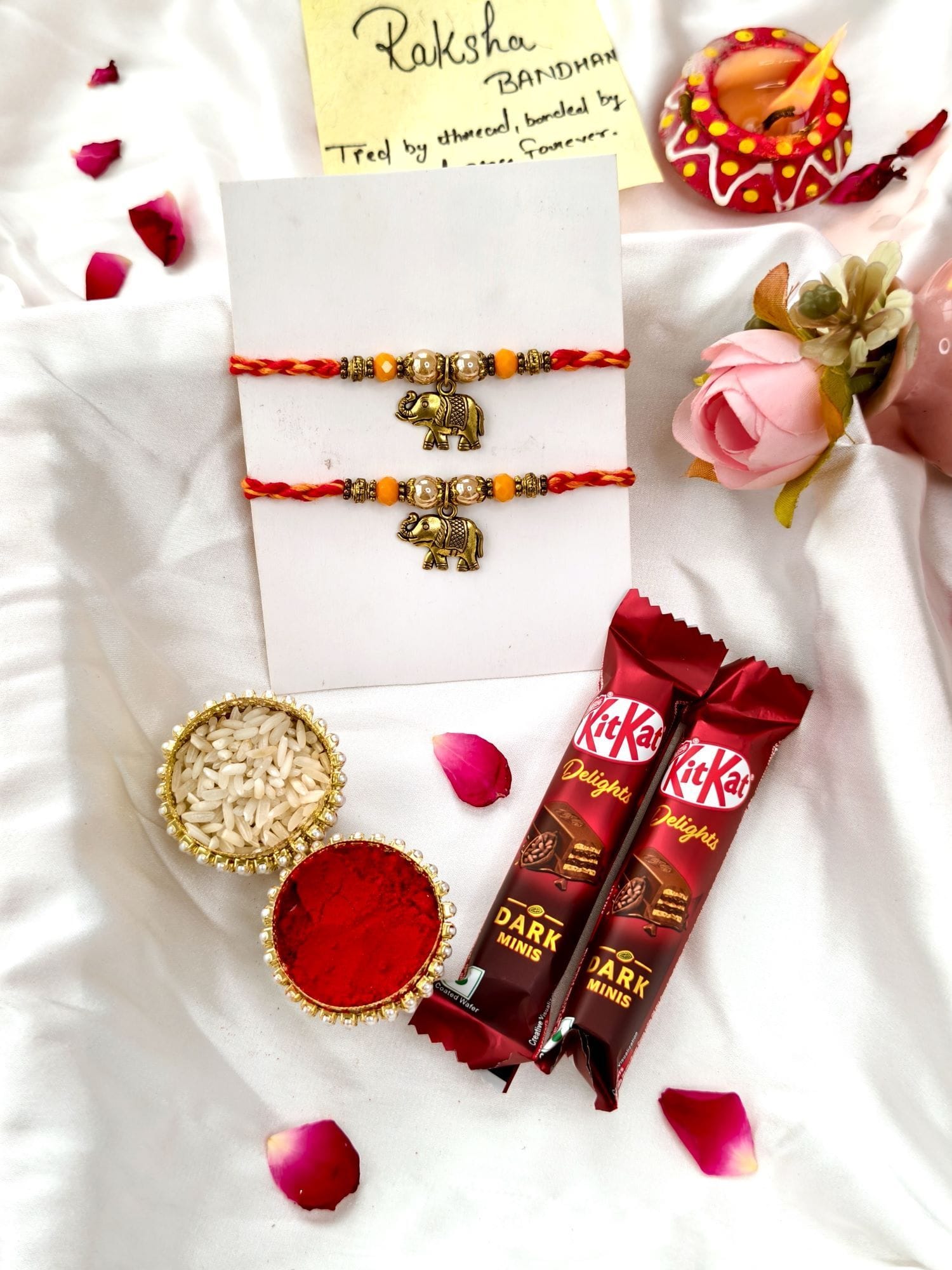 Handmade Elephant Rakhi Hamper Set with Chocolate