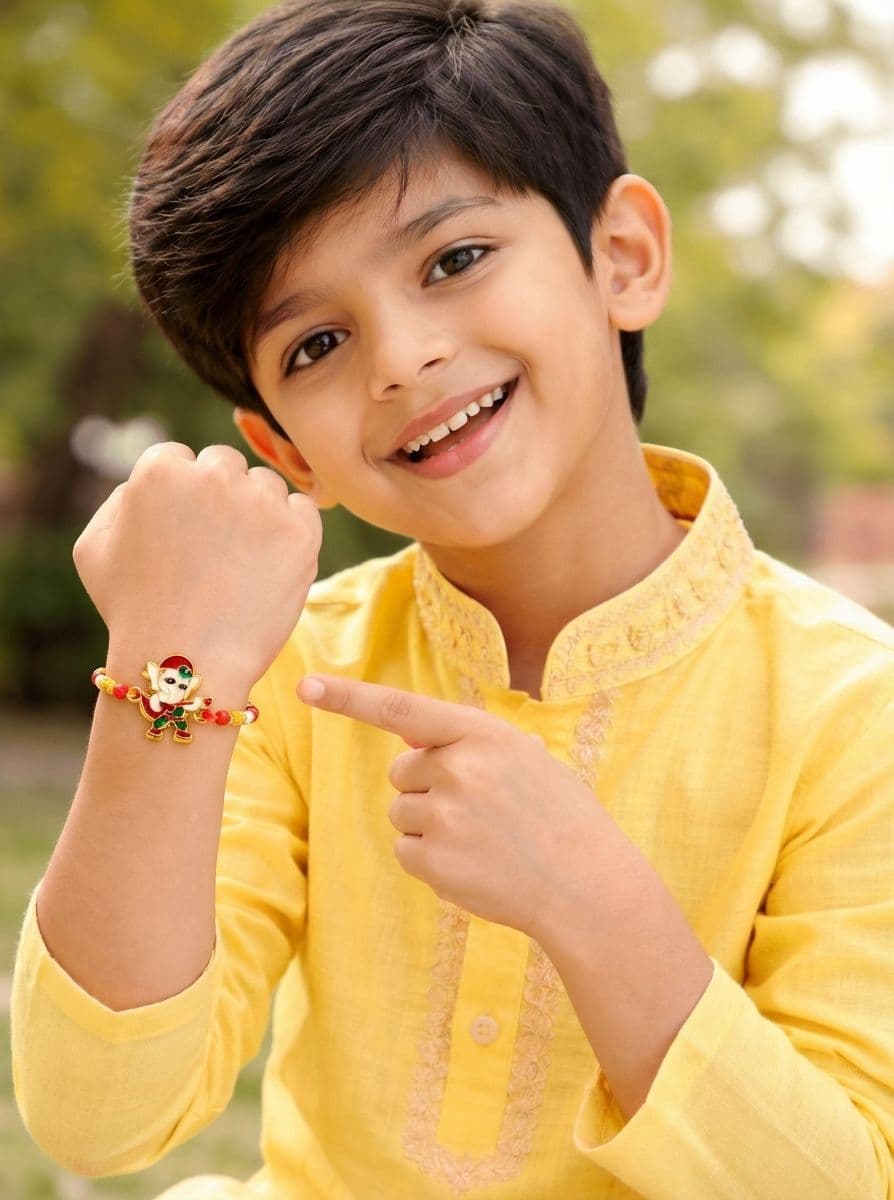 Lil Ganesha Beaded Kids Rakhi - Personalized Gift for Brother 2026