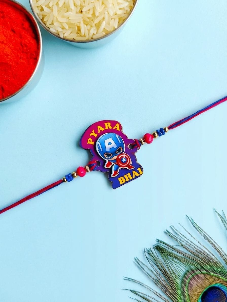 Pyara Bhai: Multicolor Beaded Kids Rakhi for Little Brother