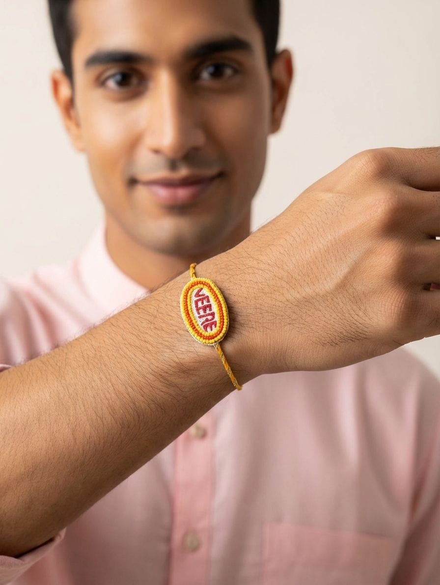 Colorful Beaded Veere Rakhi: Handcrafted Sibling Love Band 2026