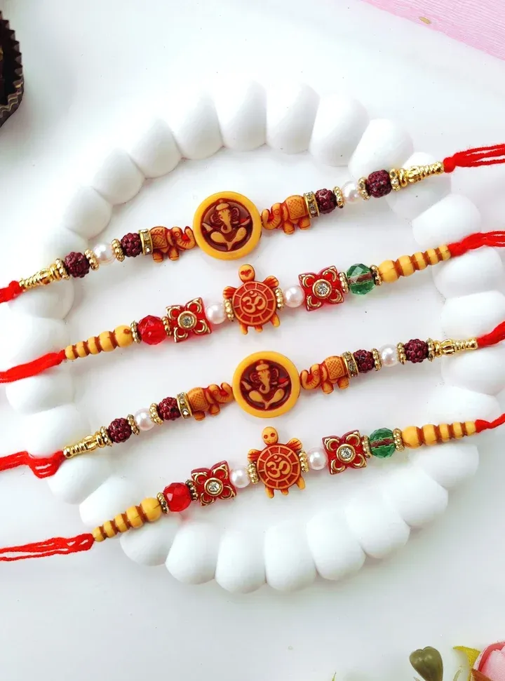 Handcrafted Ganesh Rakhi Set of 4 for Brother 2026 – Premium Handmade