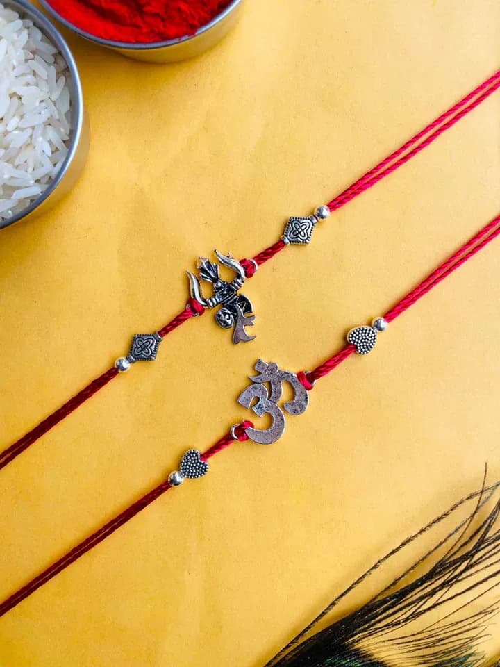 Buy Sterling Silver Alloy Rakhi Online - Handmade Kundan Design