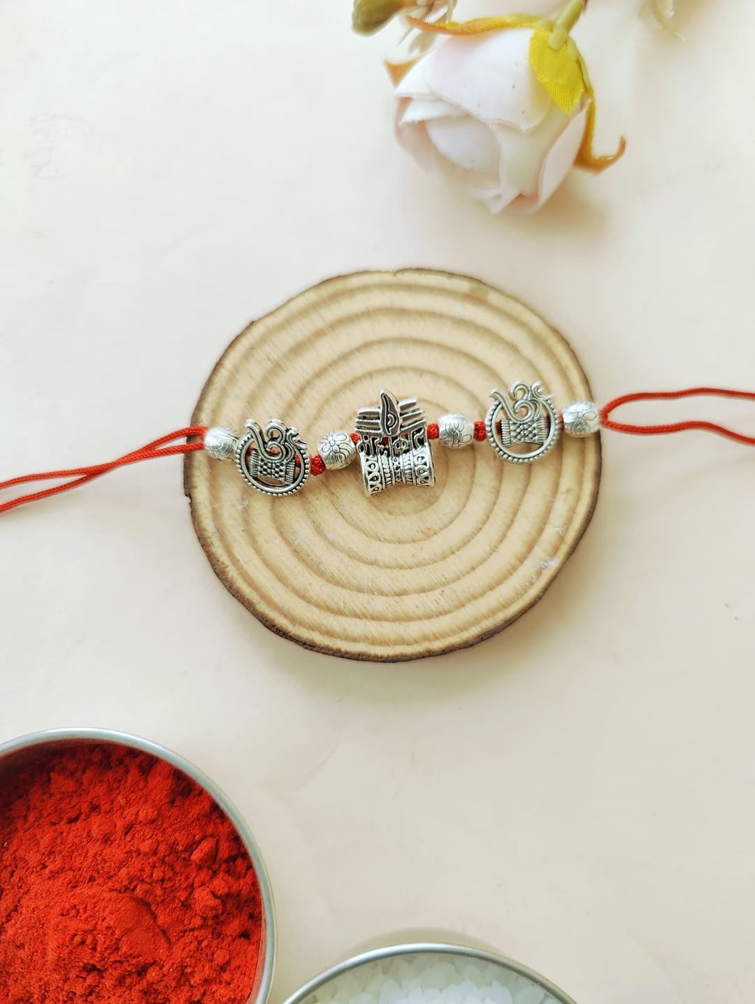 Stylish Silver Oxidised Rakhi, Handcrafted for Festive Celebrations