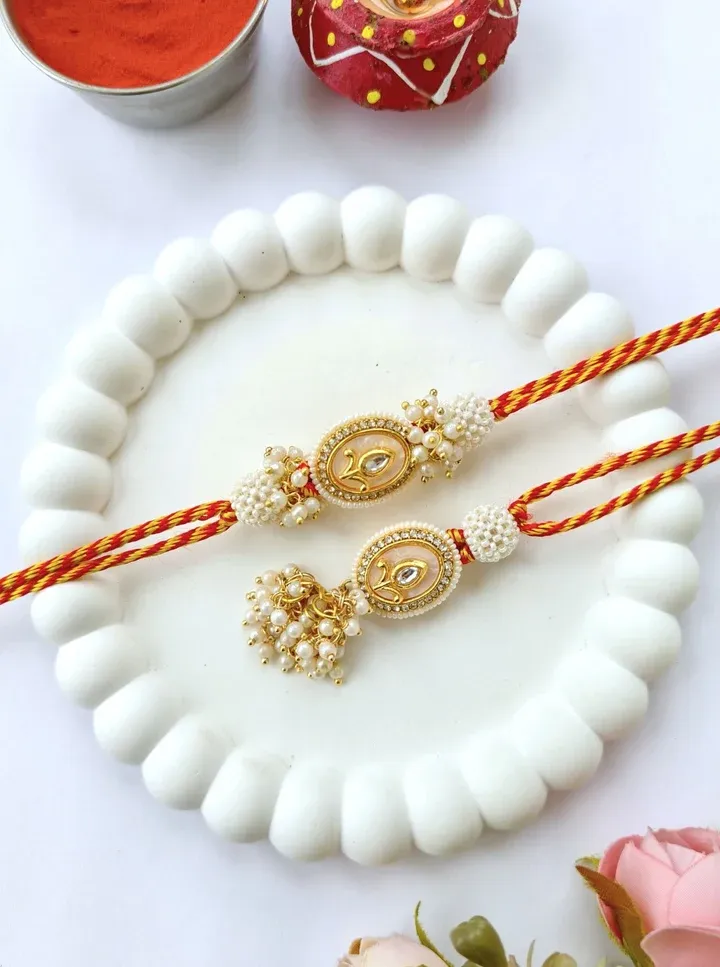Victorian Style Kundan Couple Rakhi Set