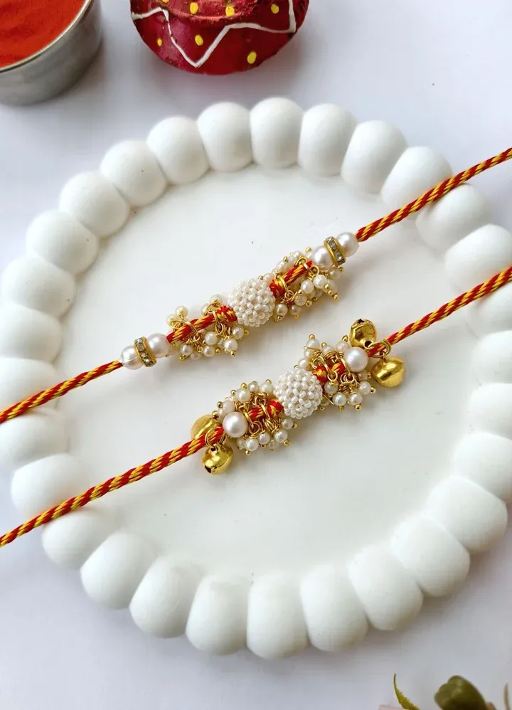 Crafted White Couple Rakhi – Handmade Bhaiya Bhabhi Love Knot for 2026