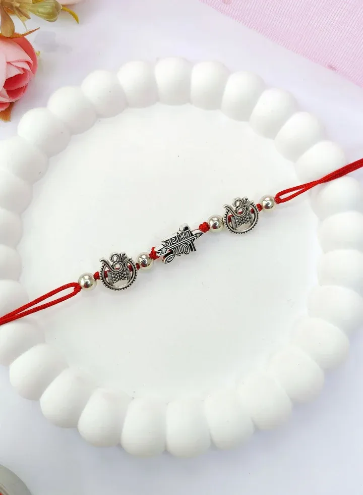 Jai Shree Ram Oxidised Silver Rakhi - Premium Handmade Designer for Brother