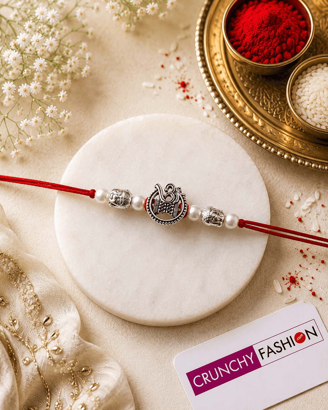 Oxidised Silver Rakhi with OM Symbol for Brother - 2026 Collection