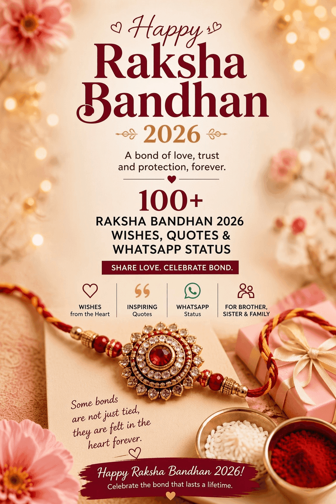 Raksha Bandhan 2026 Wishes, Quotes & WhatsApp Status тАФ 100+ Heartfelt Lines