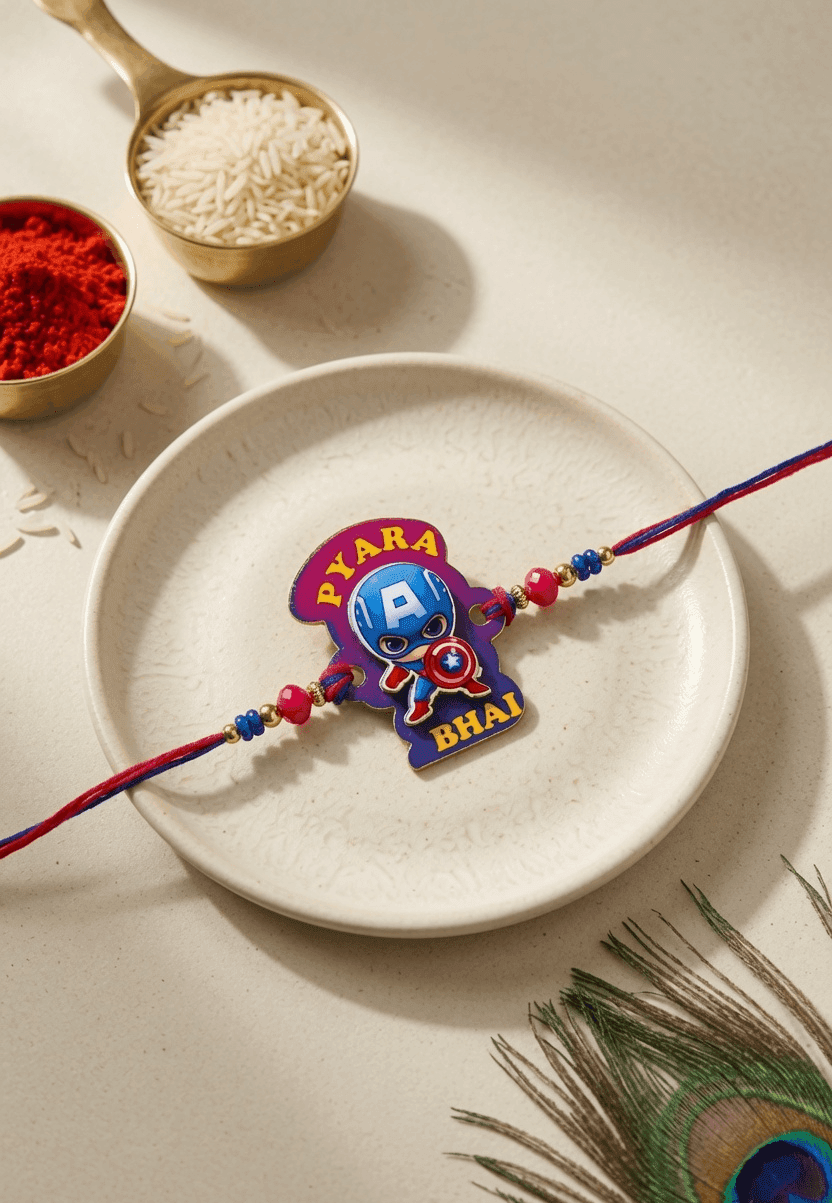 Pyara Bhai: Multicolor Beaded Kids Rakhi for Little Brother