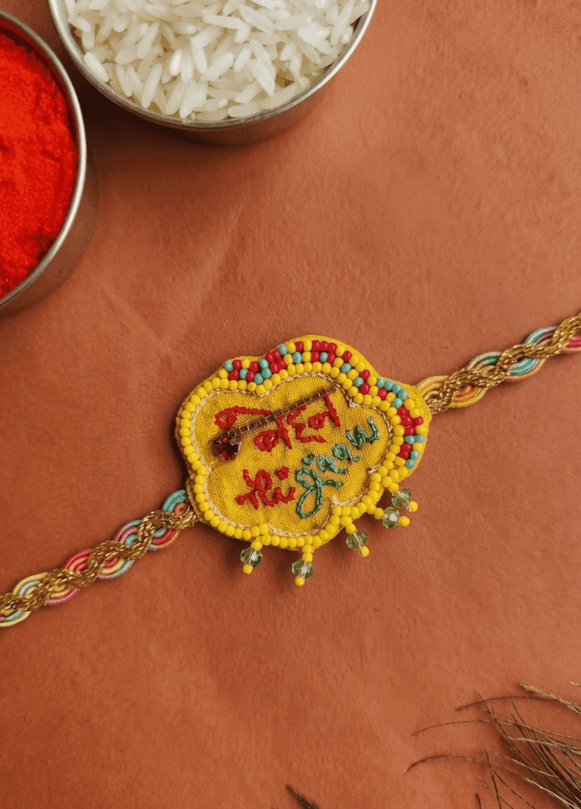 Blue Handmade Fabric Rakhi: Traditional Gift for Brothers