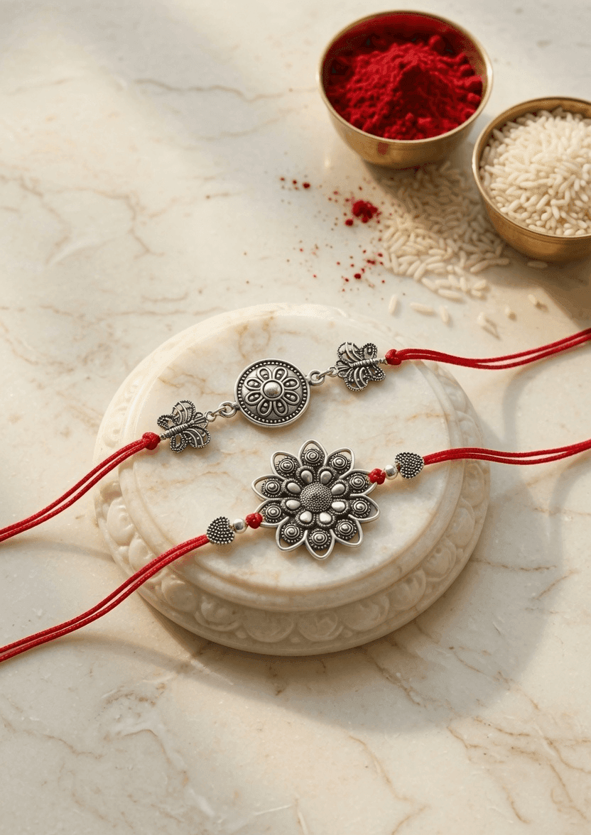 Brotherly Bond - Oxidised Silver Rakhi for the Perfect Celebration