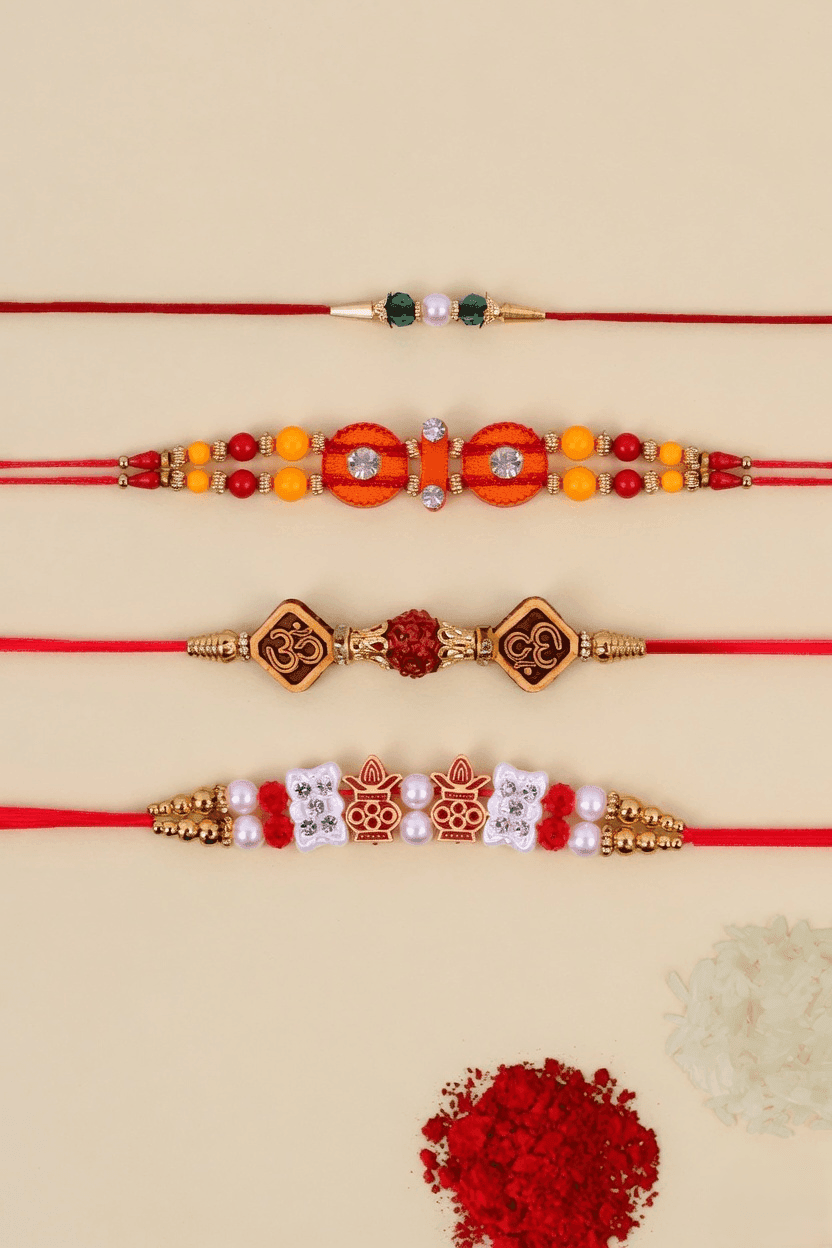 Rakhi Delight 2026: Multi-Color Rakhi Combo Set with Crystal Accents