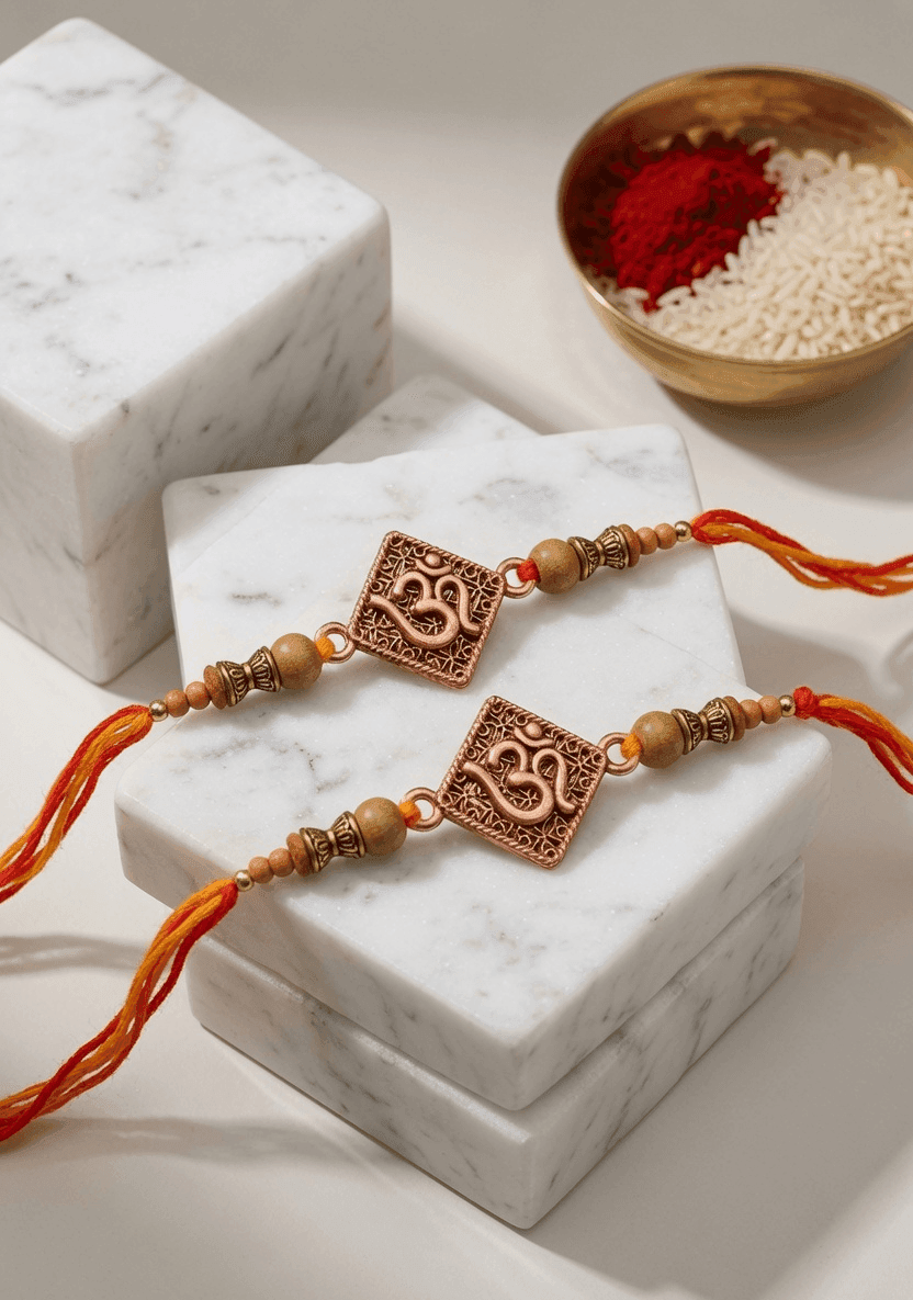 Multi-Color 2026 Rakhi Combo Set - Alloy, Crystal, Fabric