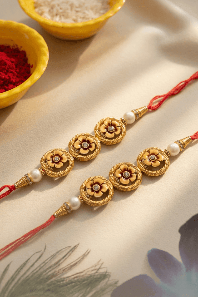 Elegant Rakhi Combo Set 2026 - Multicolor Alloy, Crystal, and Fabric