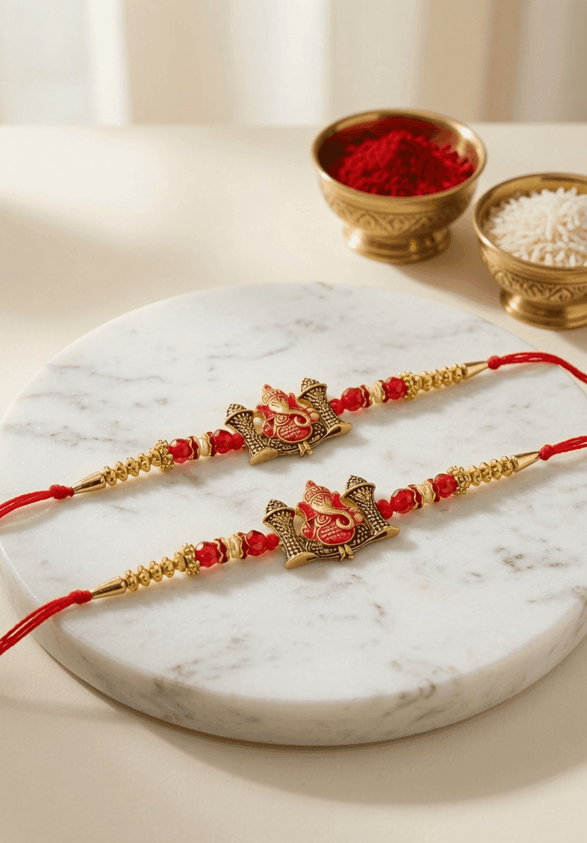 Colorful Combo: Alloy & Crystal Rakhi Set for Brother 2026