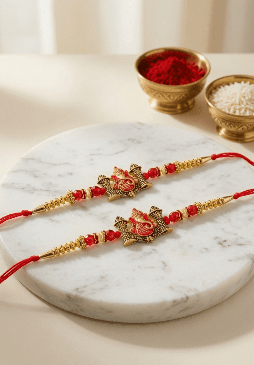 Colorful Combo: Alloy & Crystal Rakhi Set for Brother 2026