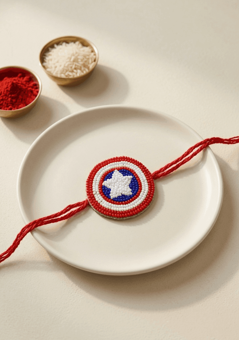 Multicolor Handmade Captain America Kids Rakhi Charm for Superhero Brother
