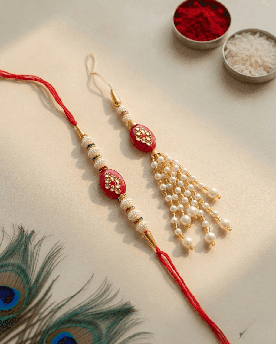 Alloy & Crystal Rakhi Set - The Divine Combo for Your Brother