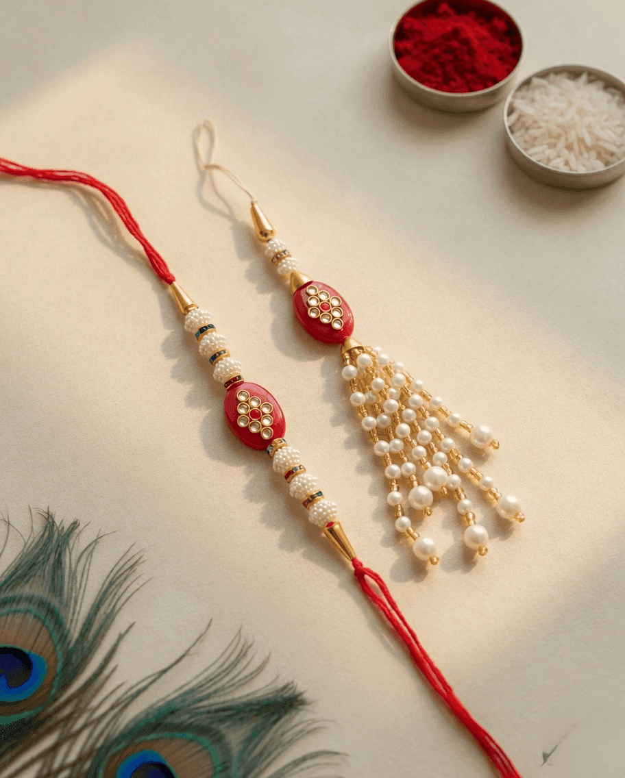 Alloy & Crystal Rakhi Set - The Divine Combo for Your Brother