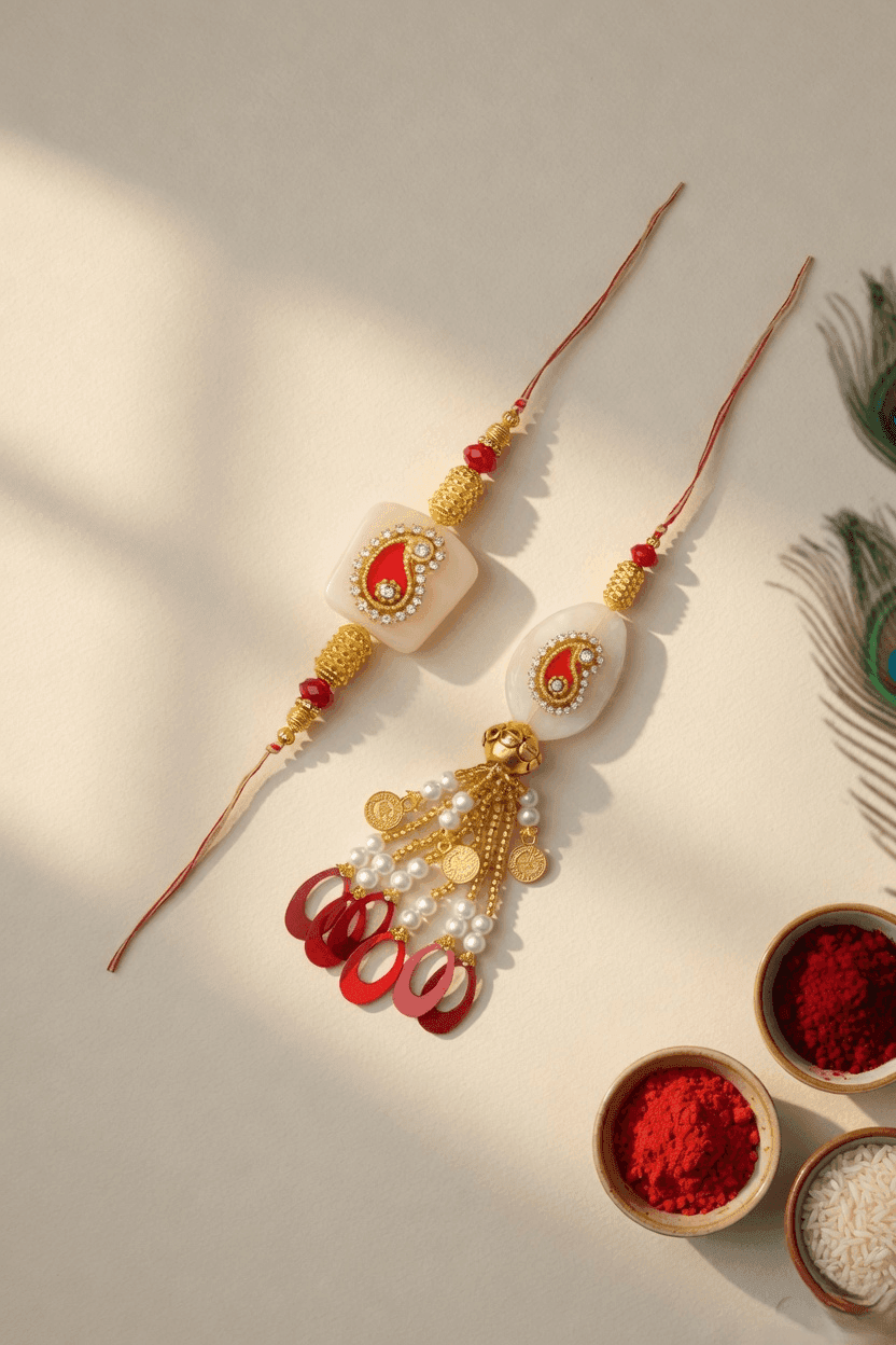 Golden Gleam Crystal Rakhi Set 2026 for Brothers - Gift Combo Online