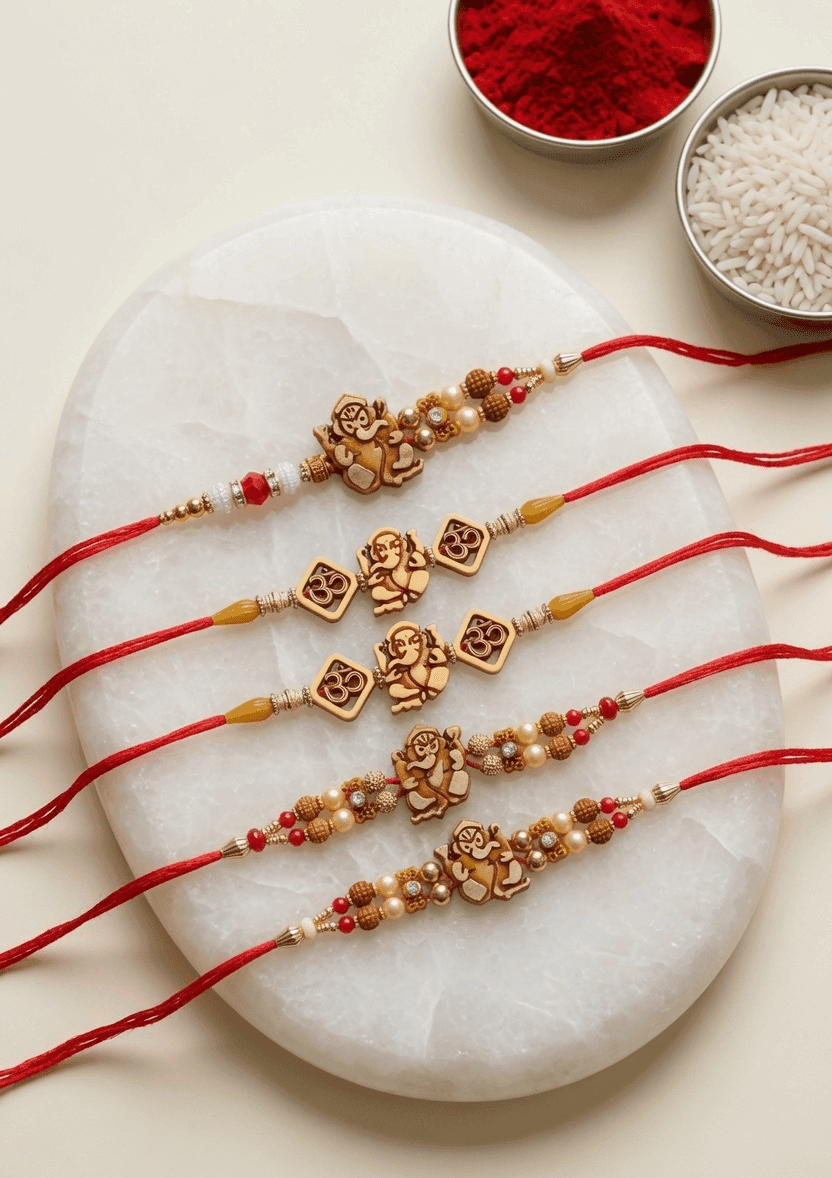 Alloy-Crystal-Fabric Rakhi Set: Multi-Colored Combo for Brother 2026