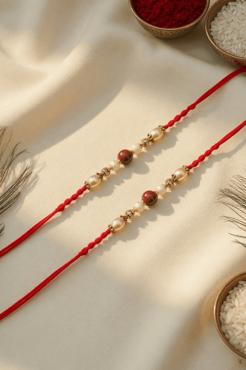 Multicolored Alloy Crystal Fabric Rakhi Set - Gift for Brothers 2026