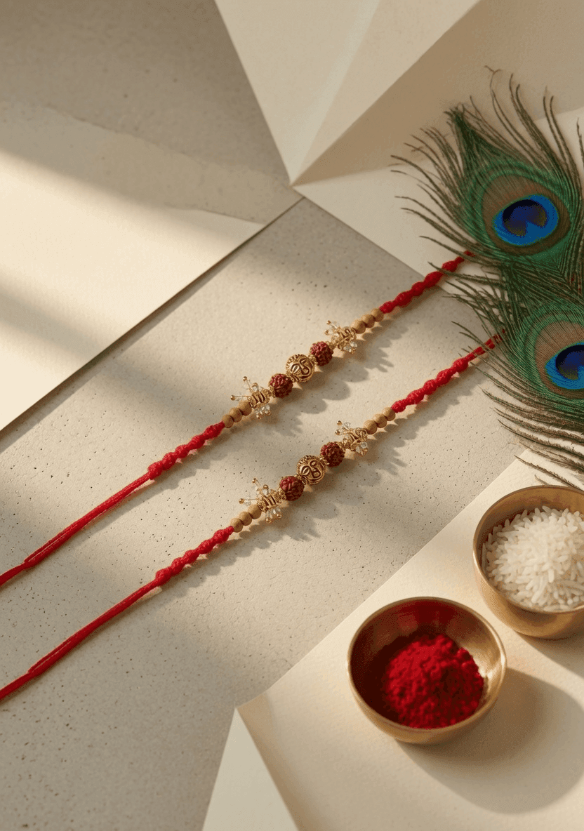 Multi-Color Alloy Crystal Fabric Rakhi Gift Combo Set for Brother 2026