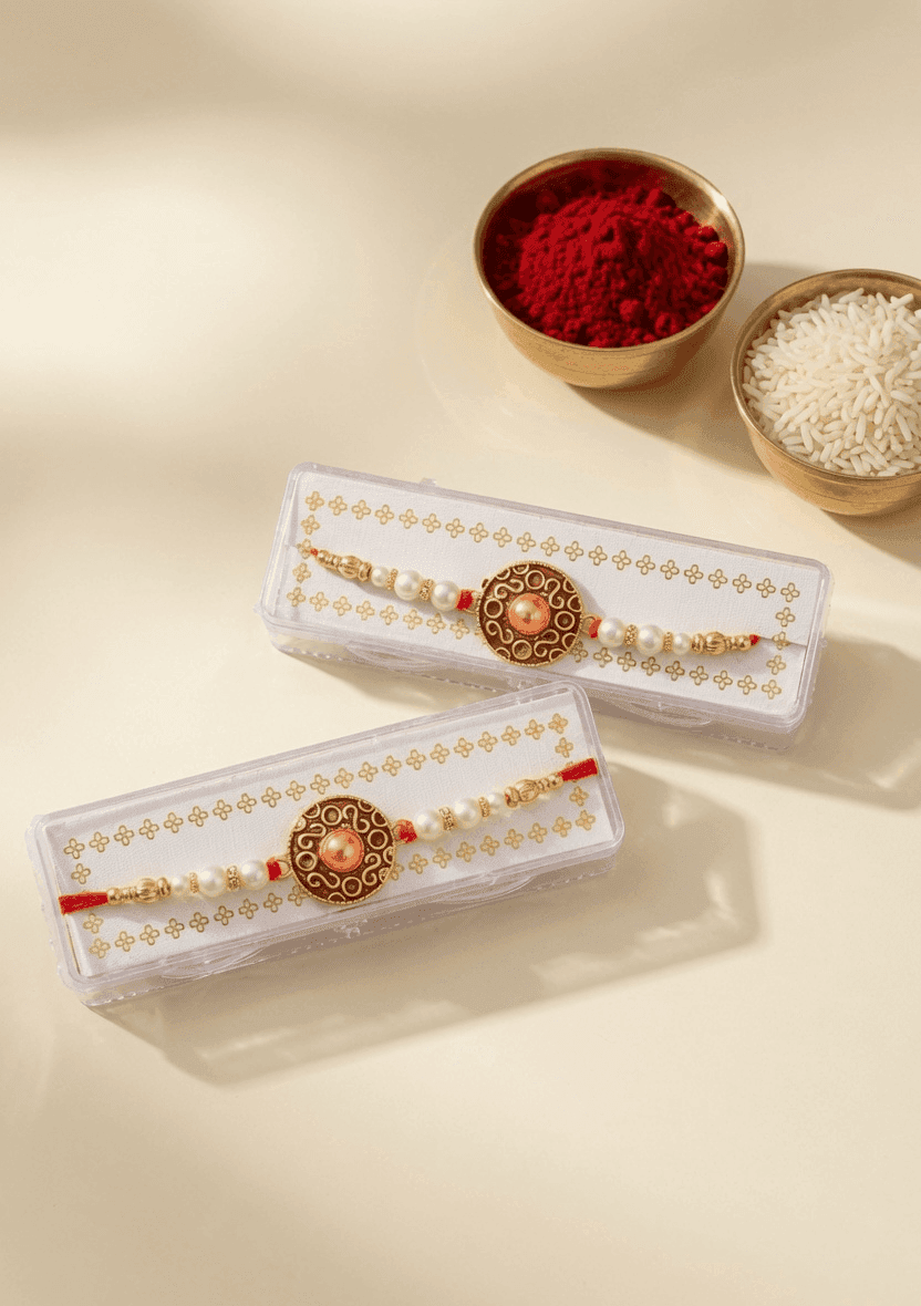 Sparkling Multi-Color Rakhi Combo Set for Brothers - Alloy, Crystal, Fabric