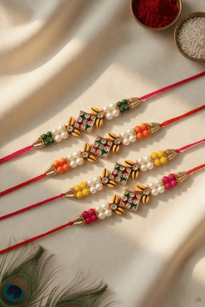 Rakhi 2026: Multi-Color Alloy and Crystal Combo Set for Brother