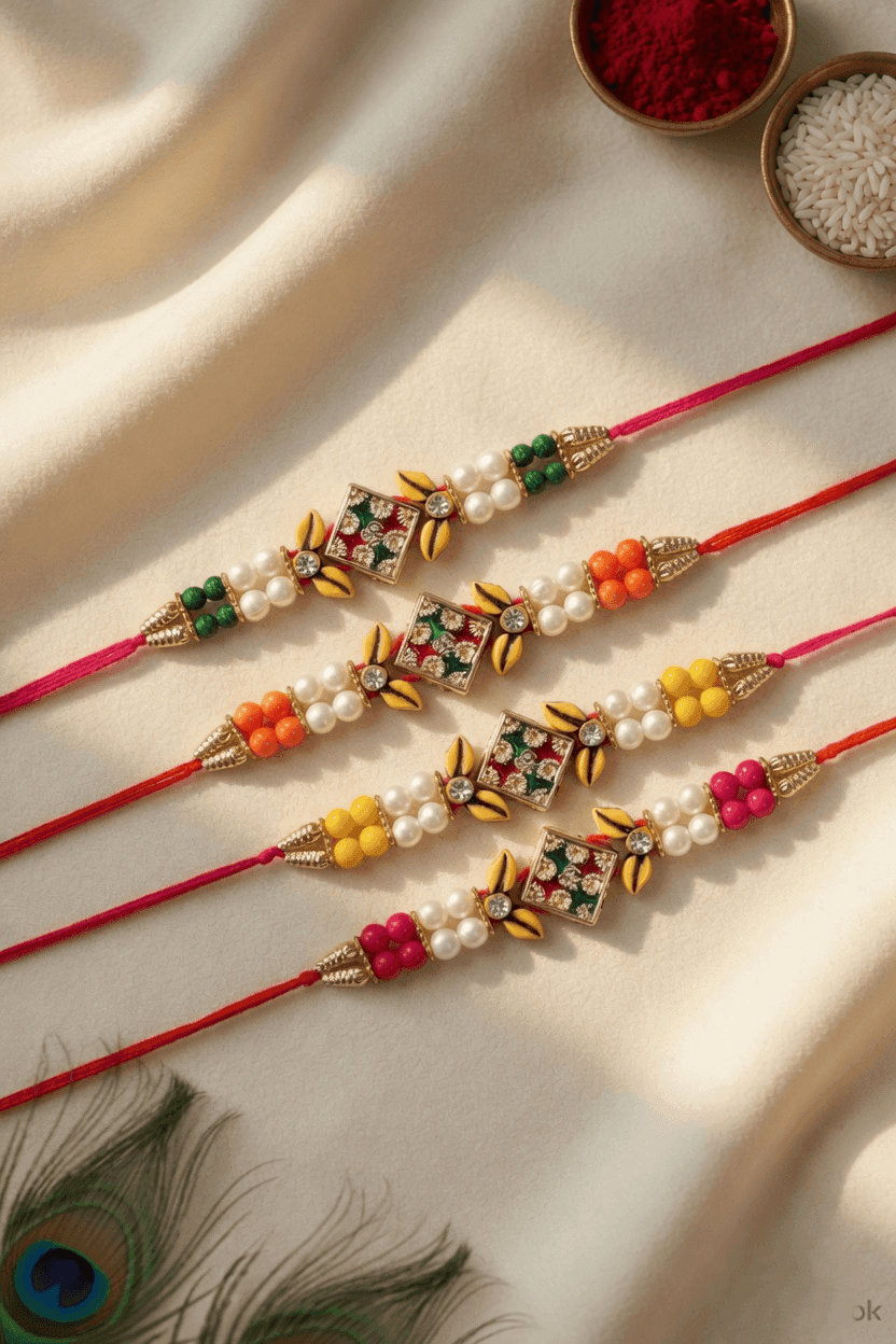 Rakhi 2026: Multi-Color Alloy and Crystal Combo Set for Brother