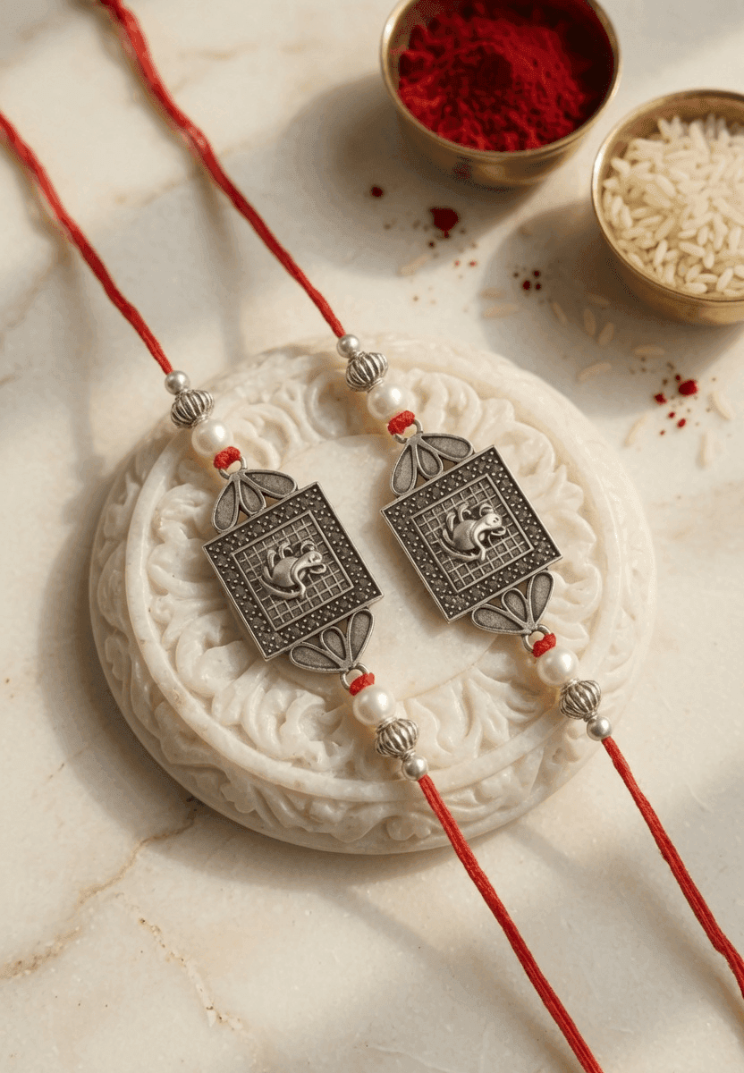 Brother's Delight: Oxidised Silver Rakhi Collection