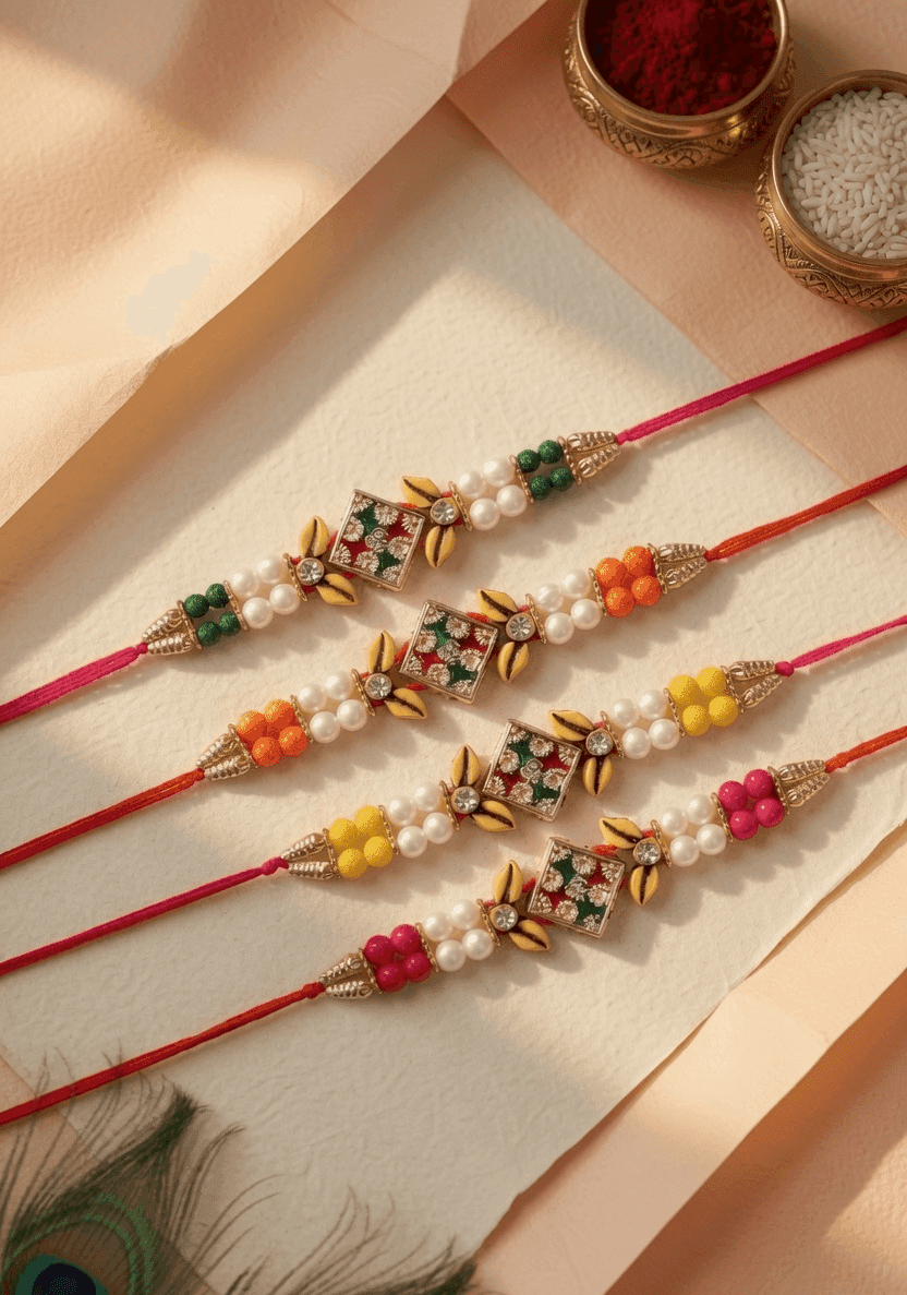 Rakhi 2026: Multi-Color Alloy and Crystal Combo Set for Brother