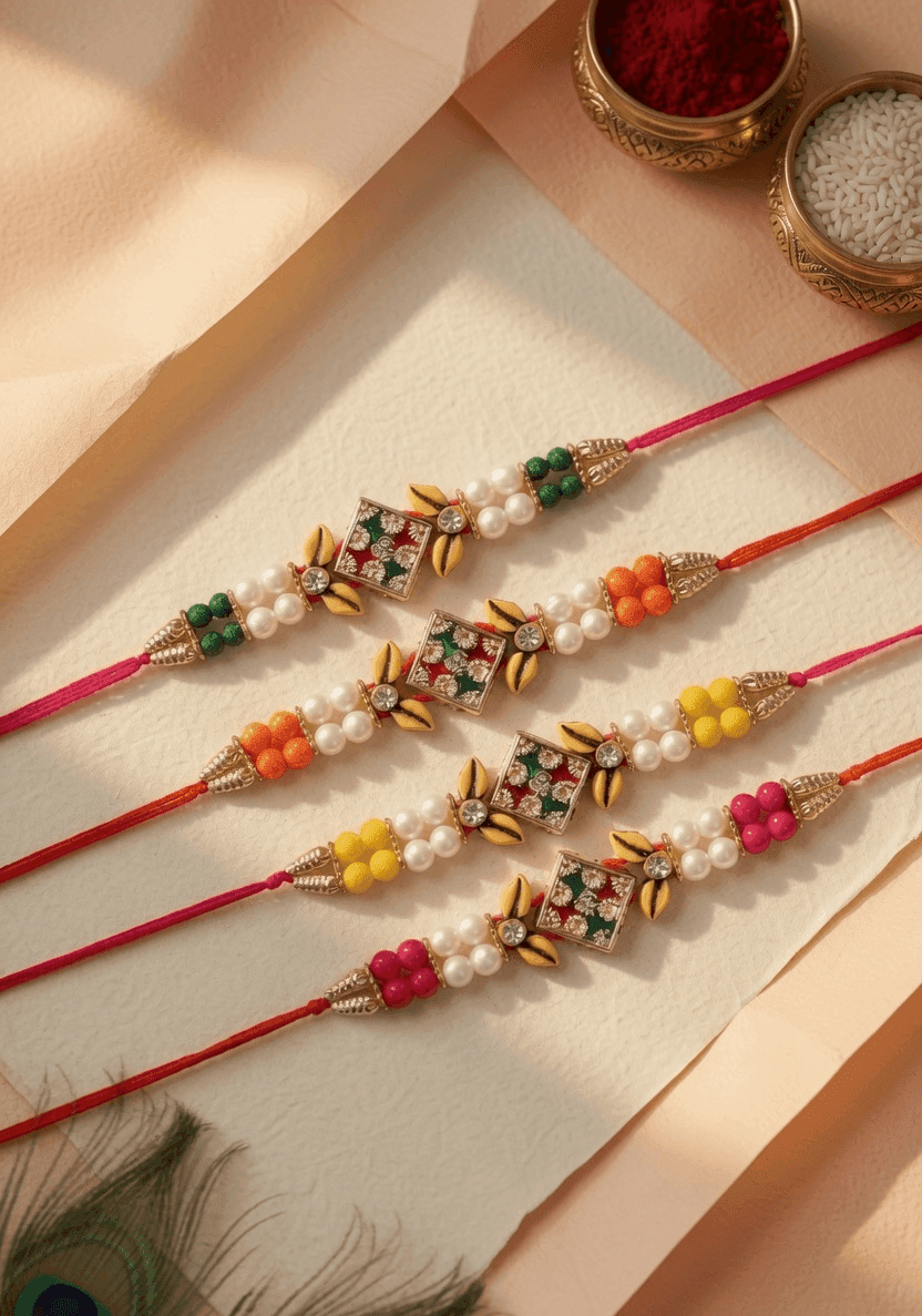 Rakhi 2026: Multi-Color Alloy and Crystal Combo Set for Brother