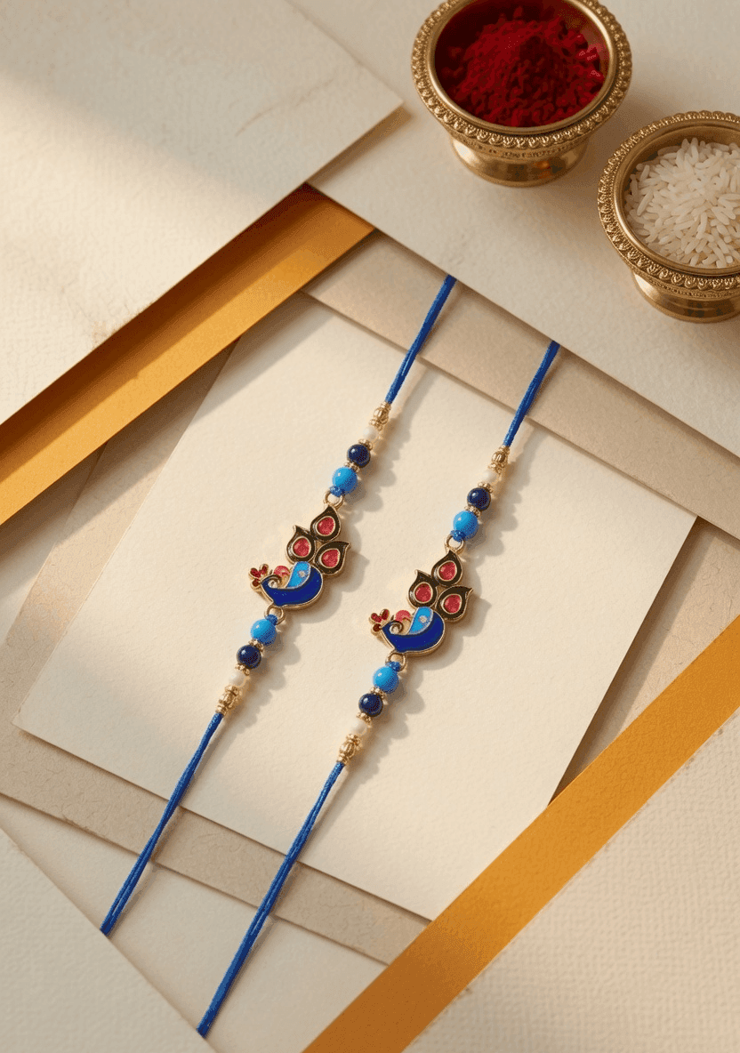 Vibrant Rakhi Combo Set - Alloy, Crystal & Fabric for 2026 Celebration