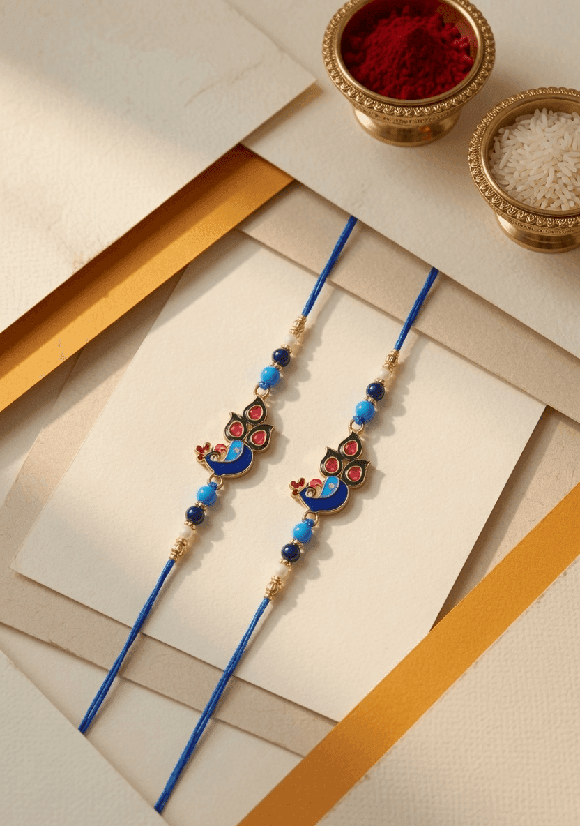 Vibrant Rakhi Combo Set - Alloy, Crystal & Fabric for 2026 Celebration