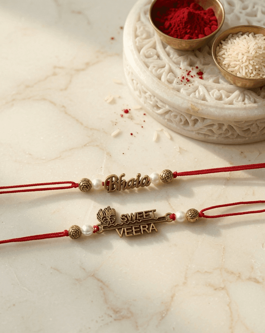 Bond of Love: Crystal Rakhi Set of 2 - Fabric Enriched