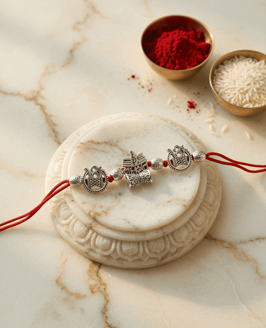 Stylish Silver Oxidised Rakhi, Handcrafted for Festive Celebrations
