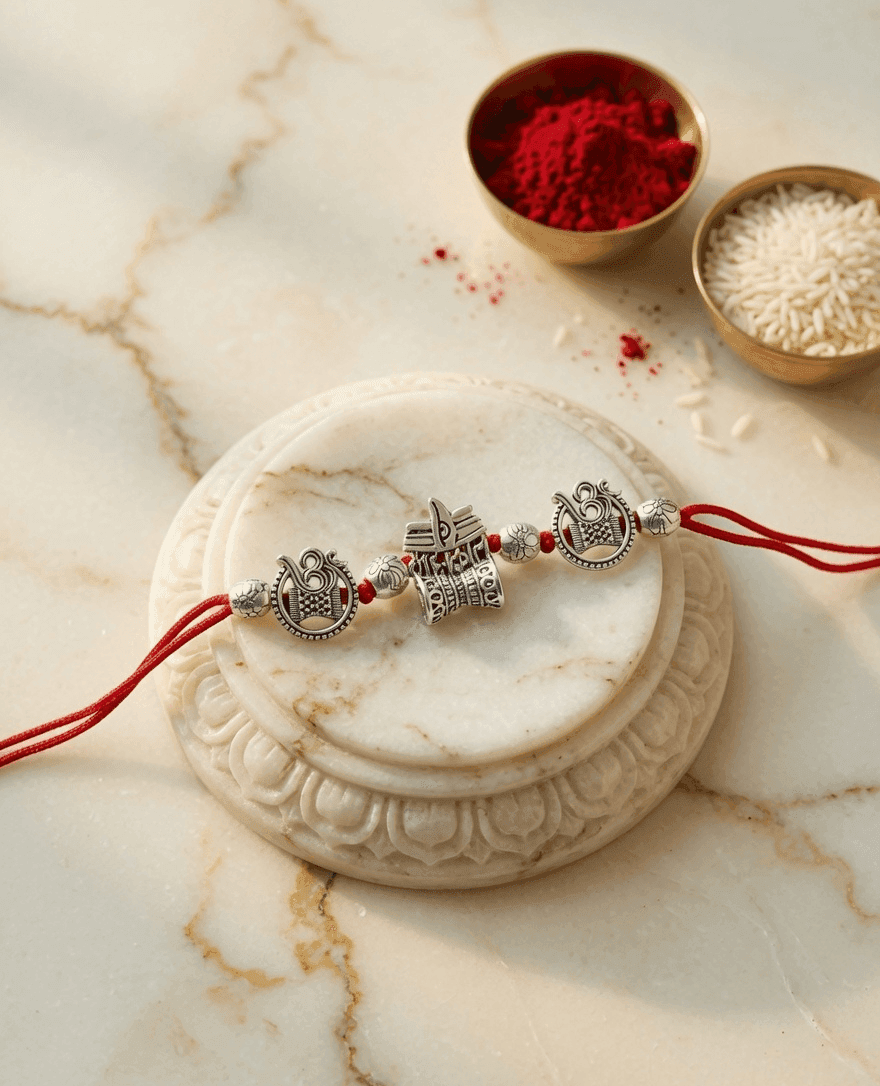Stylish Silver Oxidised Rakhi, Handcrafted for Festive Celebrations
