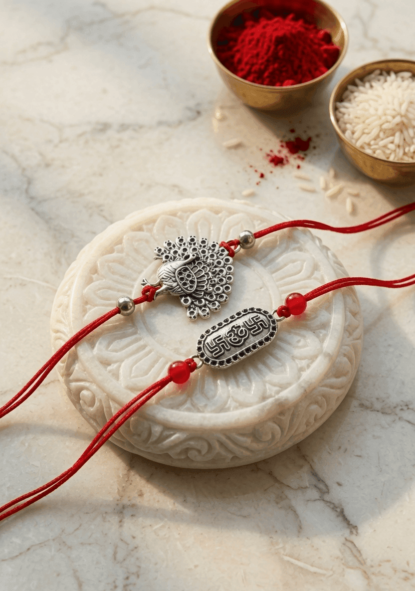 Oxidised Bliss - Silver Rakhi for Brother, Traditionally Crafted in India