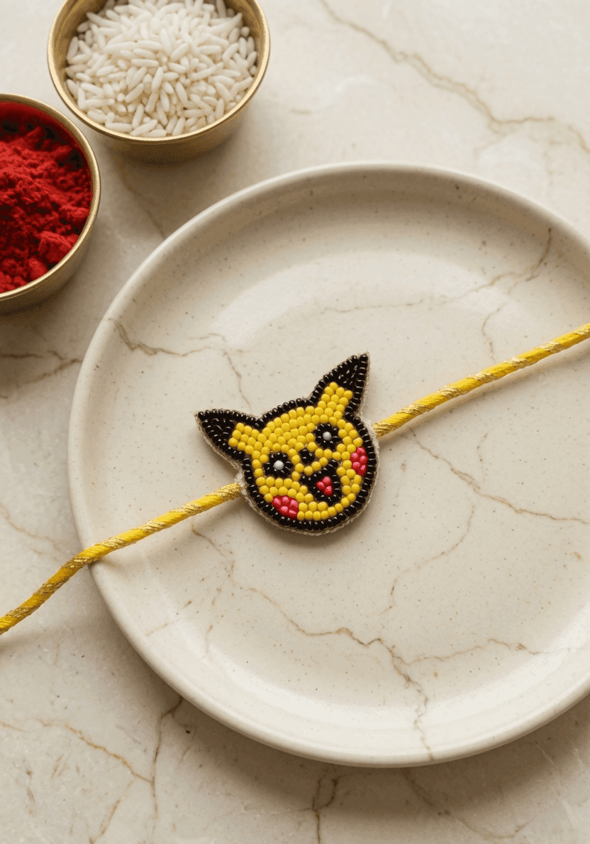 Beaded Pikachu Delight - Multicolored Handmade Kids Rakhi for 2026