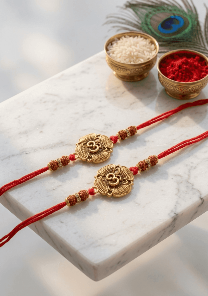 Multi-Color Rakhi Combo Set 2026: Alloy, Crystal & Fabric