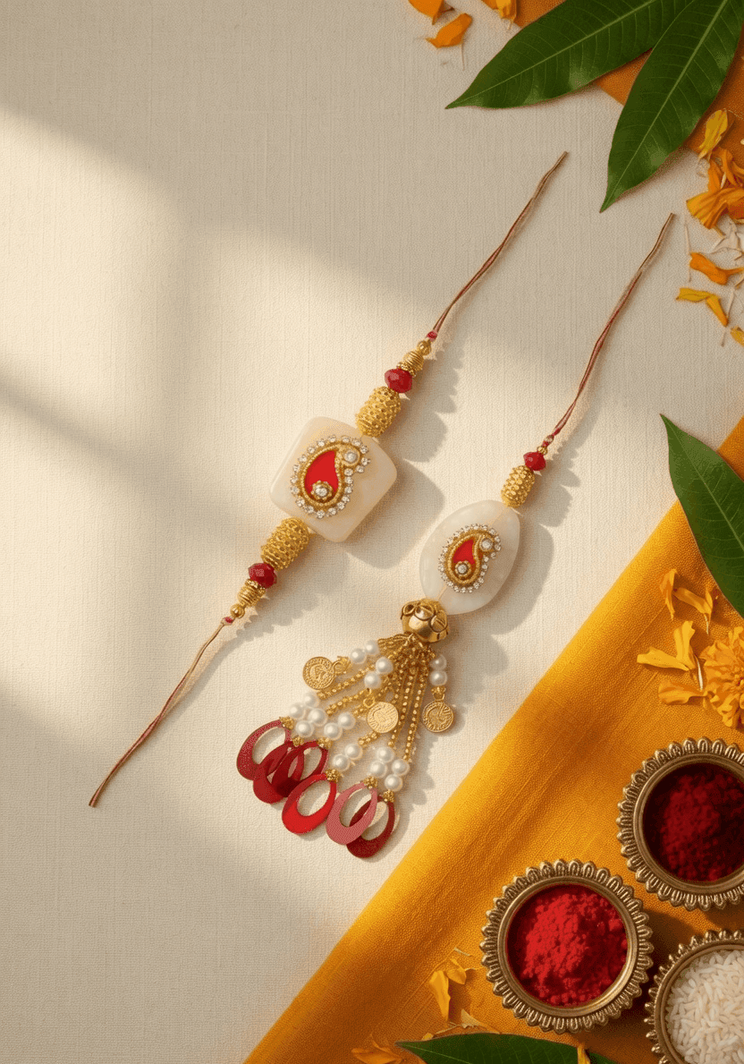 Golden Gleam Crystal Rakhi Set 2026 for Brothers - Gift Combo Online