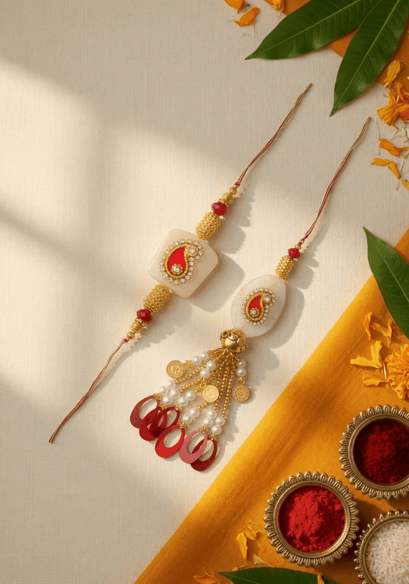 Golden Gleam Crystal Rakhi Set 2026 for Brothers - Gift Combo Online