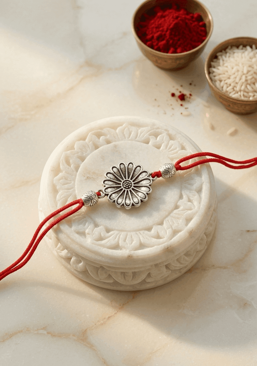 Silver Oxidised Handcrafted Rakhi - Festive Designer Choice for Brother
