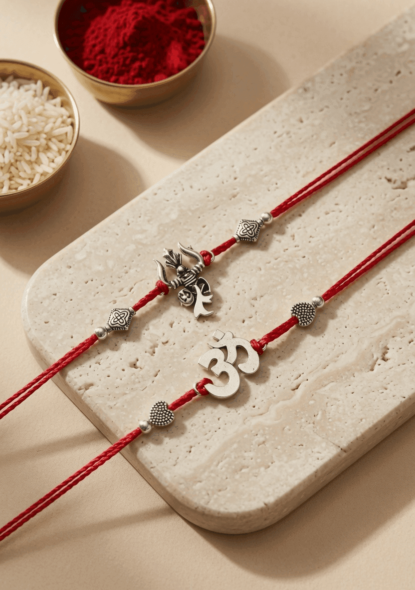 Buy Sterling Silver Alloy Rakhi Online - Handmade Kundan Design