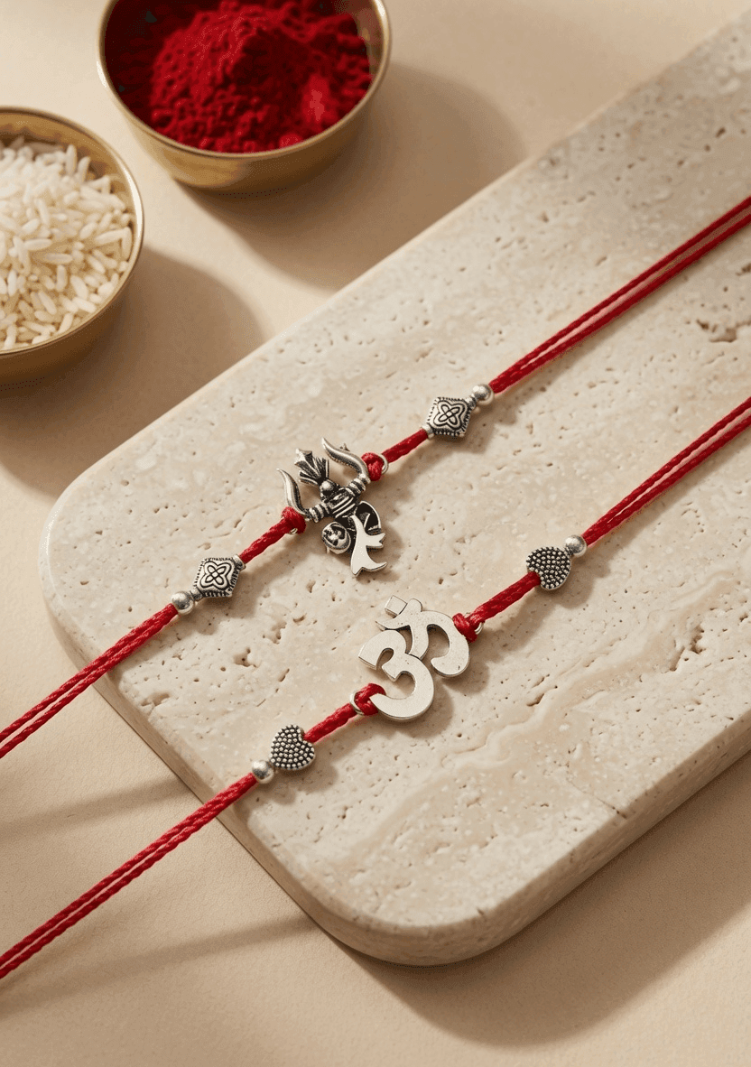 Buy Sterling Silver Alloy Rakhi Online - Handmade Kundan Design
